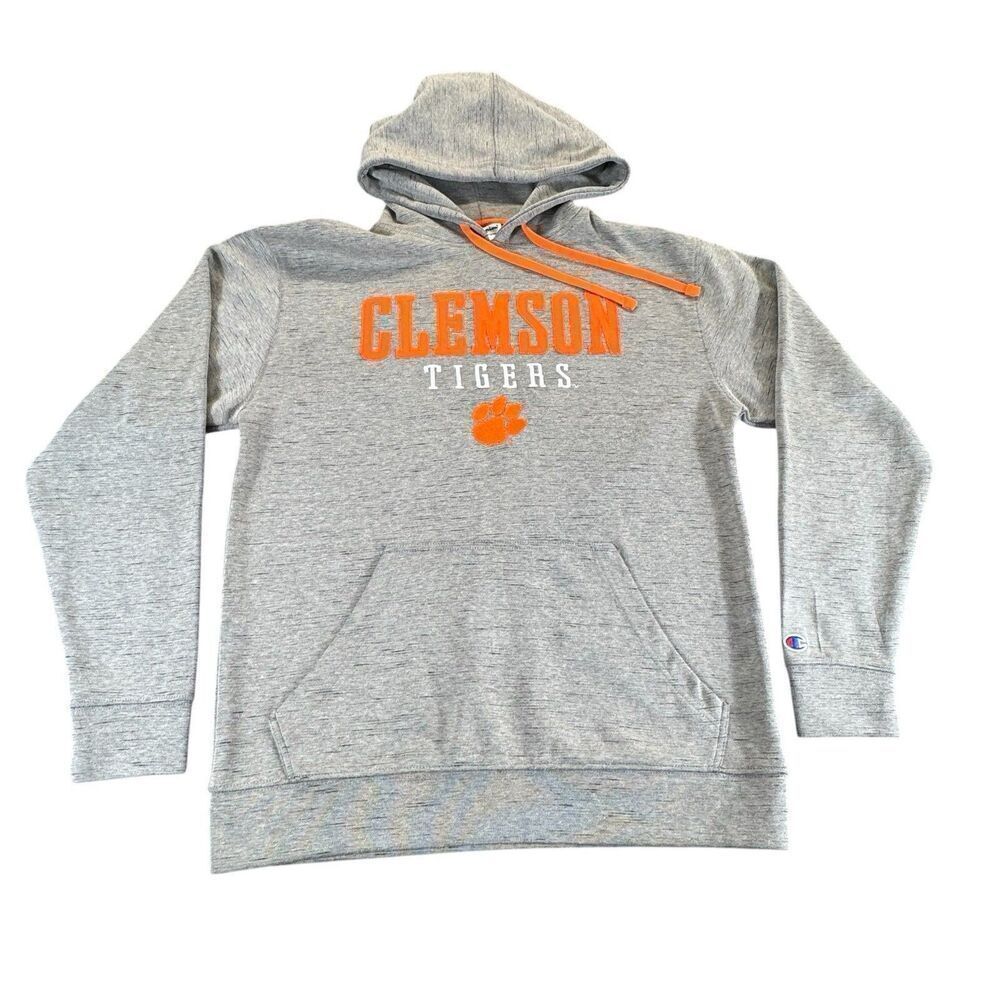 Champion Clemson Tigers Sz M Pullover Hoodie Front Pocket Gray Athleticwear